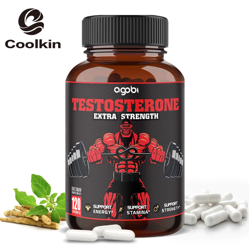 COOLKIN Testosterone Extra Strength, Ashwagandha Root, Tribulus Terrestris, รากโสม, Tongkat Ali Root - 30/60/120 แคปซูล, Made in USA