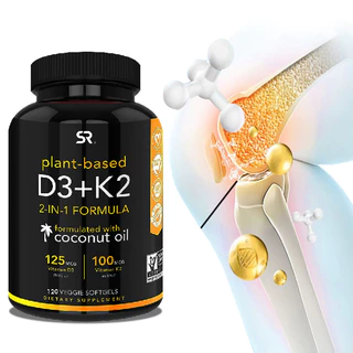 PSLALAE ผลิตภัณฑ์เสริมอาหารวิตามิน D3+K2 บรรจุ 115 mcg วิตามิน D3 และ 90 mcg วิตามิน K2 - 30/60/120 แคปซูล ผลิตในอเมริกา
