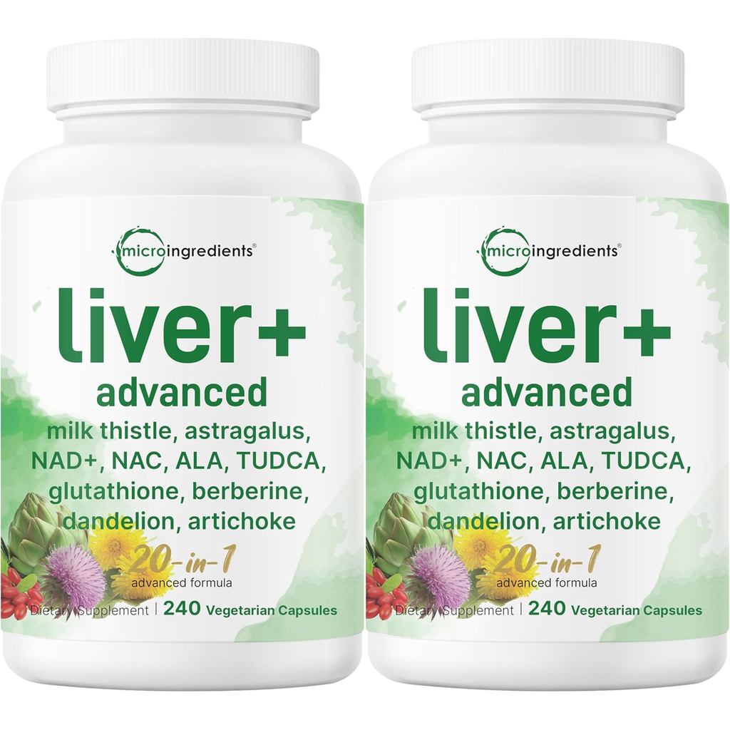 ตับขั้นสูง 480Veggie Capsules | 20-in-1 Complex + Milk Thistle, Dandelion, NAC