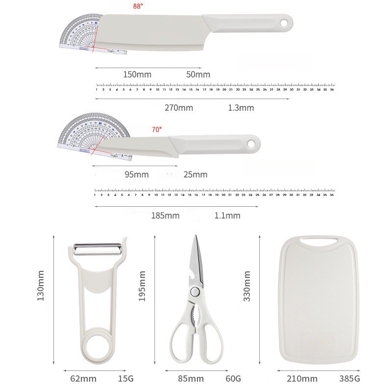 ชุดมีดสแตนเลส 5ชิ้น สำหรับครัว มีดผลไม้ กรรไกร ชุดเขียง มีดคม 4 ประเภท มาพร้อมเขียง1 สะดวกสบาย คุณภาพสูง ทนทาน - รูปที่ 7