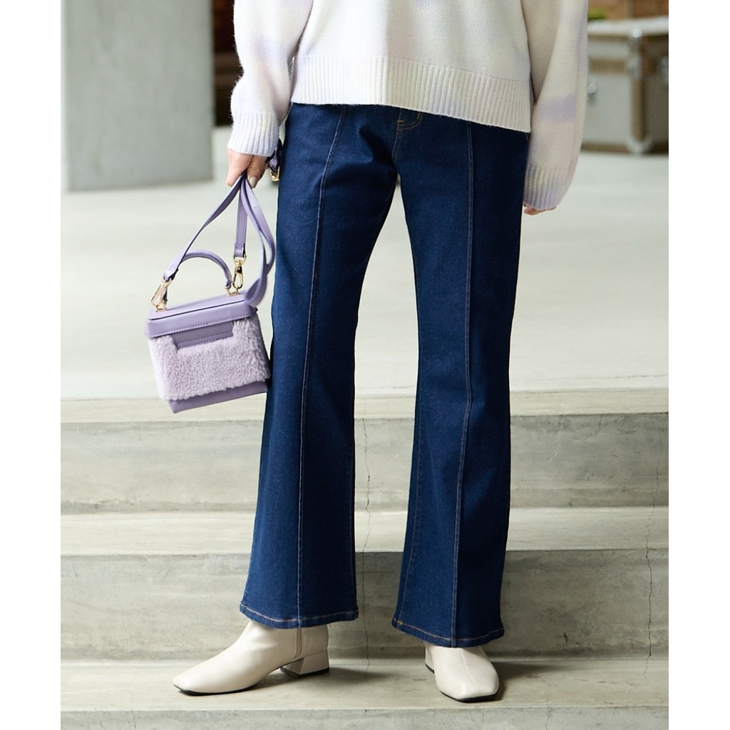 [จัดส่งจากประเทศญี่ปุ่น] Nissen_  กางเกงยีนส์ขายาวผู้หญิง ไซส์ใหญ่พิเศษ 9 ส่วนทรงบูทคัท ขาเรียวยาวสวย ตะเข็บกลางพรางหุ่น กระชับสะโพกยืดหยุ่น ใส่สบายมาก เอวยางยืดด้านหลัง ผ้ายีนส์ยืดหยุ่นสูง ซักเครื่องได้ง่าย แฟชั่นญี่ปุ่นแท้ โปรโมชั่นพิเศษ ลดราคาคุ้มค่า