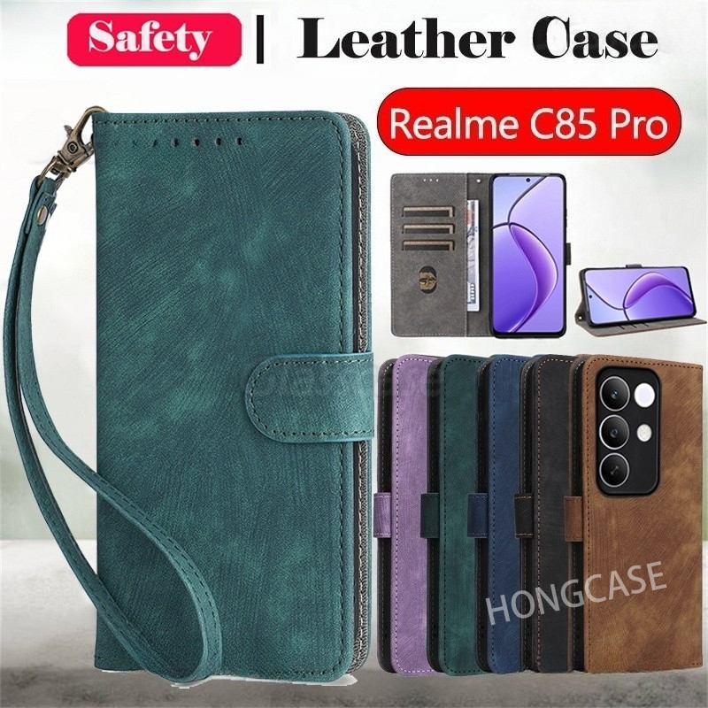 เคสโทรศัพท์สําหรับRealme C85 Pro C85Pro 15X 4G 5G 2025 หรูหราหนังFlip Casing Card Slot Stand Holderน