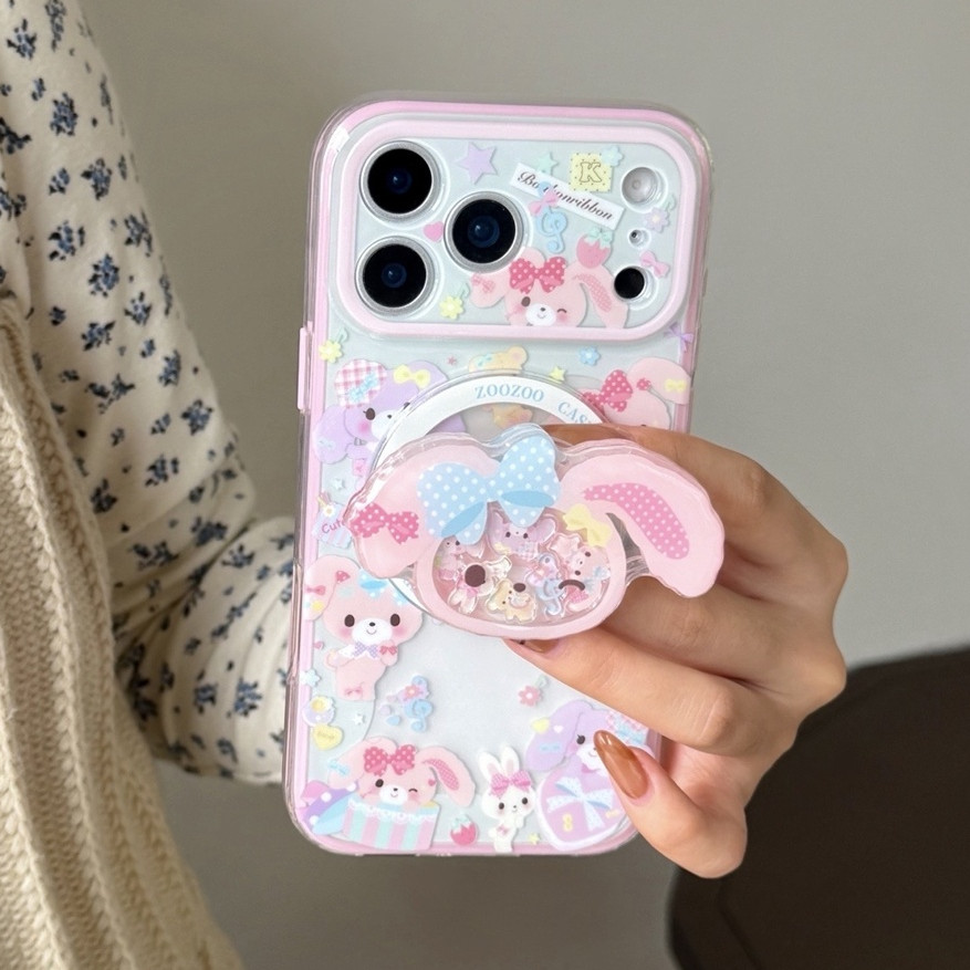 สําหรับIphone Case 17 Pro Max 16 Pro Max 15 Pro Max 14 Pro Max 2-in-1 สีชมพูสีม่วงขนมหวานกระต่ายเคสโทรศัพท์ ราคา ถูกที่สุด ดีลบีเคเค รูปภาพหลัก