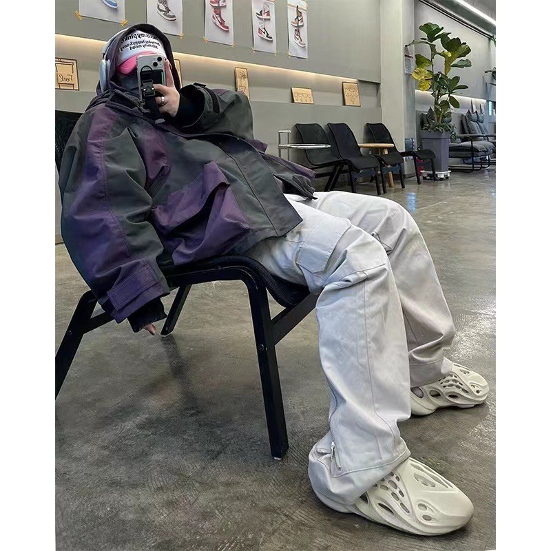 CY7R GRAILZ vibe High Street Multi-Pocket Functional Style Color Block Hooded Jacket Men's Outdoor W