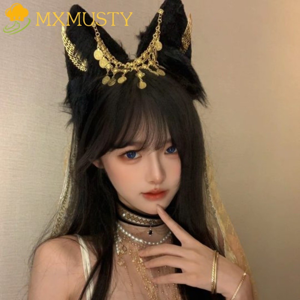 Mxmusty Fake Ears And Golden Wings For Anubis Cosplay With Gothic Ancient Egyptian Style Decorations