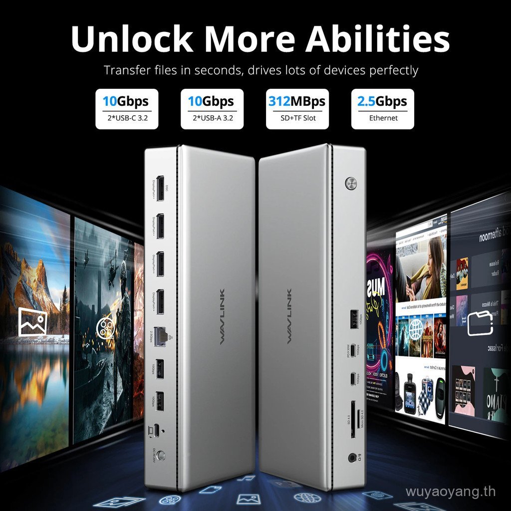 WAVLINK Dual 8K Single 10K USB C DisplayLink (DL7400) สถานีเชื่อมต่อระดับพรีเมียม MWSC