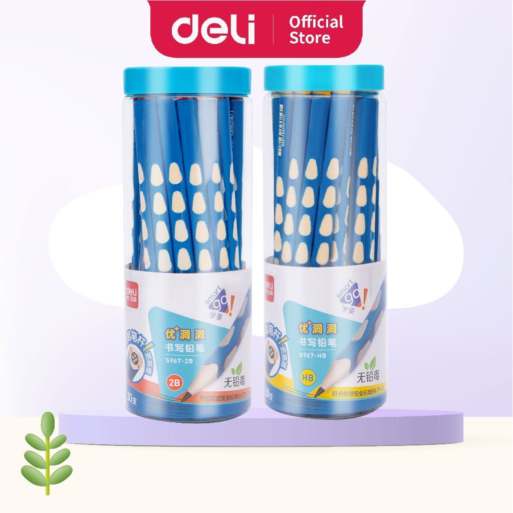 Deli Jumbo Graphite Pencil Extra Thicken Extra Grip Triangle Barrel 2B/HB (30 ชิ้น/กล่อง)