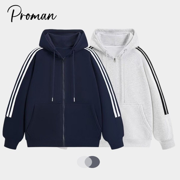 PROMAN เสื้อแจ็คเก็ตมีฮู้ดแฟชั่นของไทย  สไตล์มินิมอล  Unisex Streetwear  เสื้อสเวตเตอร์ทรงหลวม