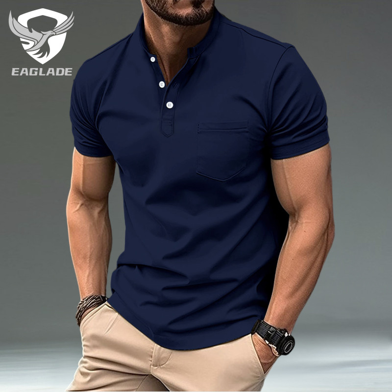 EAGLADE เสื้อยืดสำหรับผู้ชาย ระบายอากาศได้ สีกรมท่า WJ12-K11
