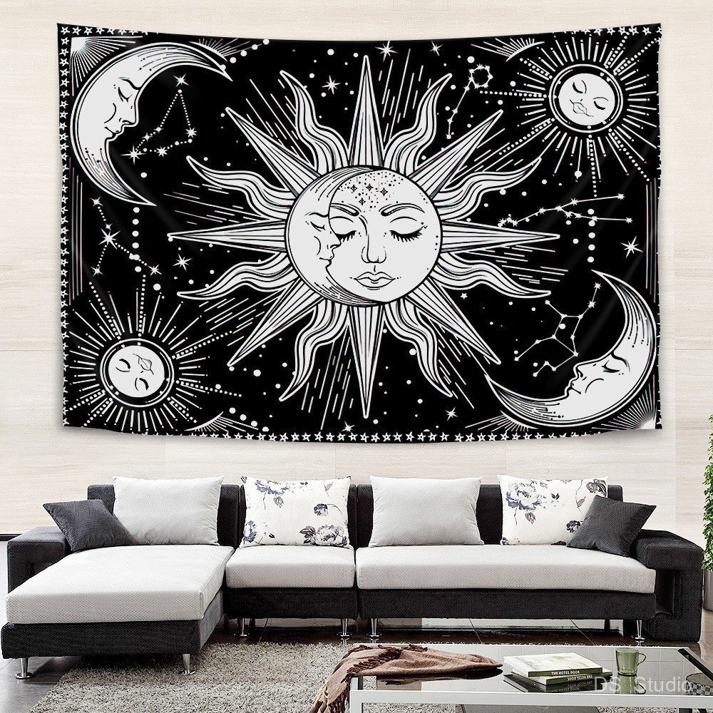 ผ้าพื้นหลังซาตานสีเข้ม แพะในกะโหลก ตกแต่งแนวร็อค แบรนด์สัก ห้องนอน วงดนตรี ผ้าแขวน ผ้าทอผนัง - รูปที่ 7