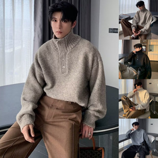 เสื้อกันหนาวผู้ชาย แบบถักคอสูง แขนยาว ใส่สบาย เพื่อความอบอุ่…