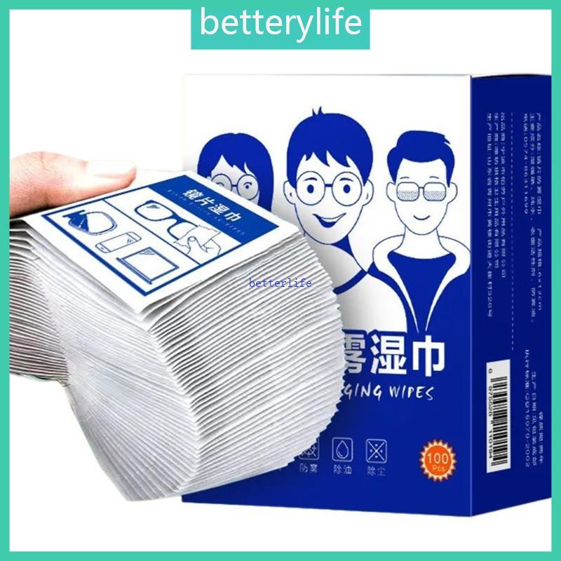 BTF ผ้าเช็ดทําความสะอาดป้องกันการเกิดฝ้าสําหรับแว่นตาตาผ้าเช็ดทําความสะอาด 100 แพ็คสําหรับเลนส์หน้าจ