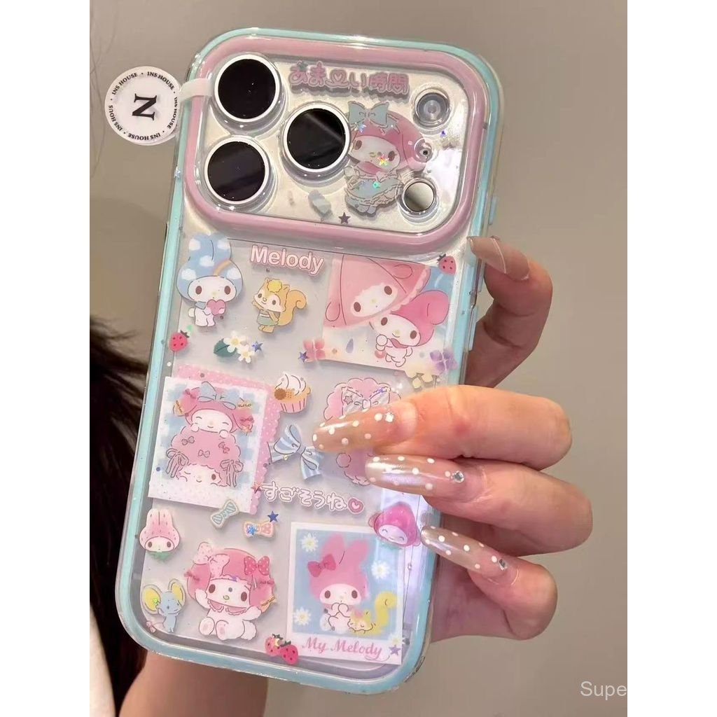 เคสโทรศัพท์ เหมาะสําหรับ iPhone 7 8 X XS XR XSMAX 11 12 13 14 15 16 17 Pro max Plus Air น่ารักการ์ตูนขนม Melody Shock-proof กันกระแทกกรณีรวมทุกอย่าง VTQQ