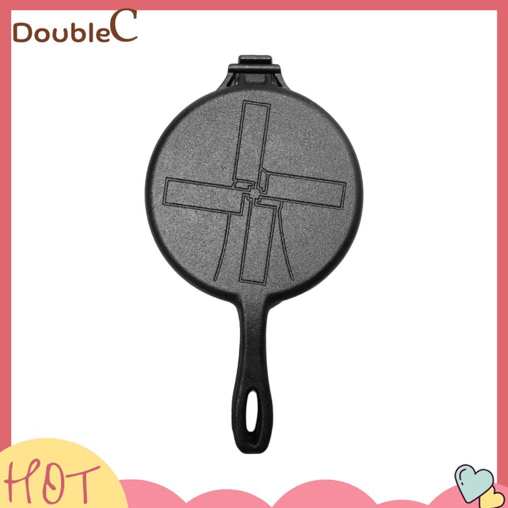 Double C .✿   เครื่องทําวาฟเฟิลเหล็กหล่อกระทะ Non-Stick Waffle Iron Waffle Skillet สําหรับเตาตั้งพื้