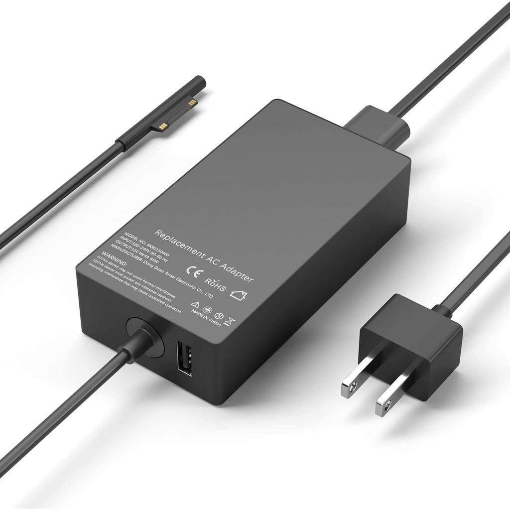 65W Surface Pro Charger เข้ากันได้กับ Microsoft Surface Laptop 2 3, Surface Pro X 9 8 7 6 5 4 3, Sur