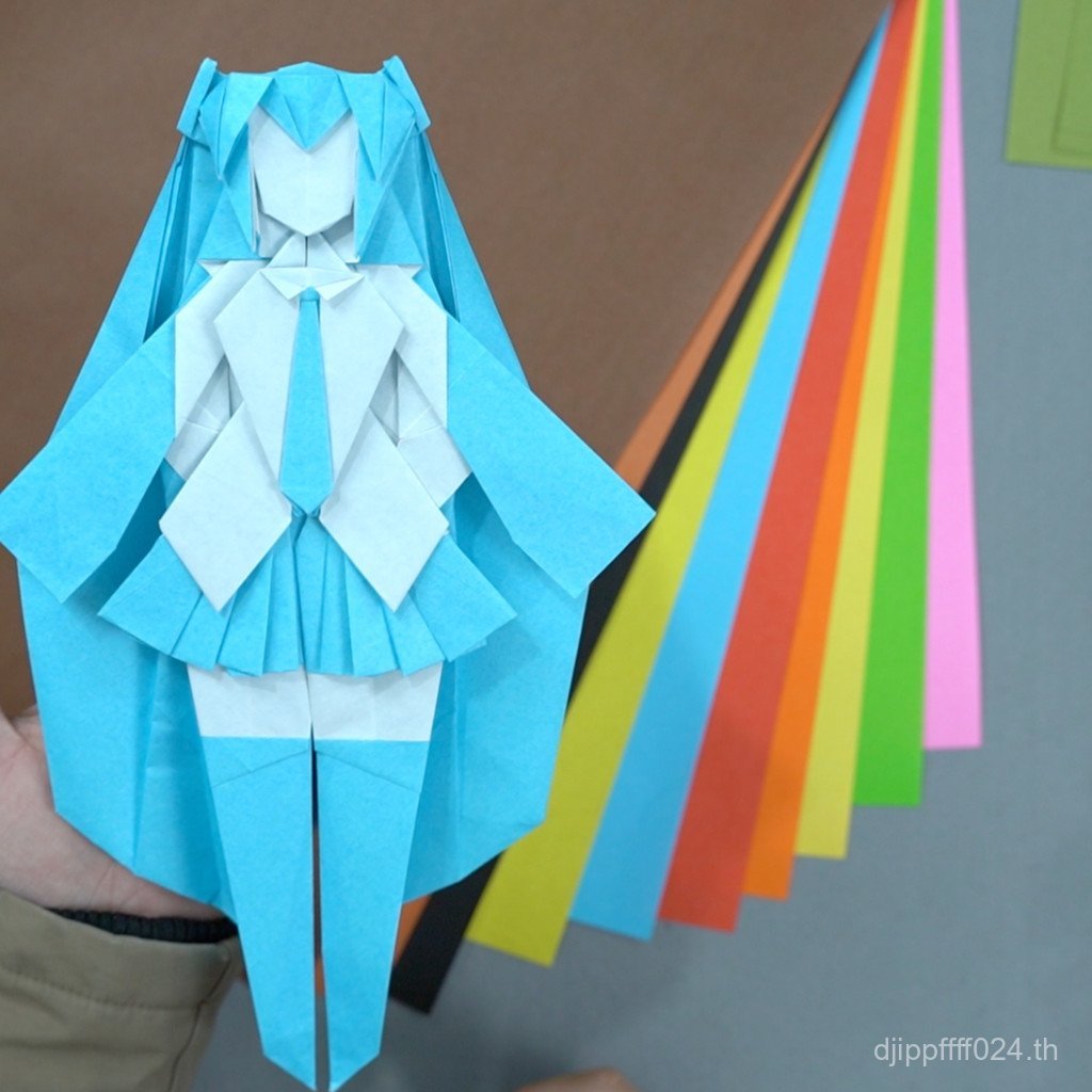 KAMI Origami พับระหว่างสองด้าน Origami Origami หมายเลขกระดาษทําด้วยมือที่มีสีสัน Bookstore พันกระดาษ
