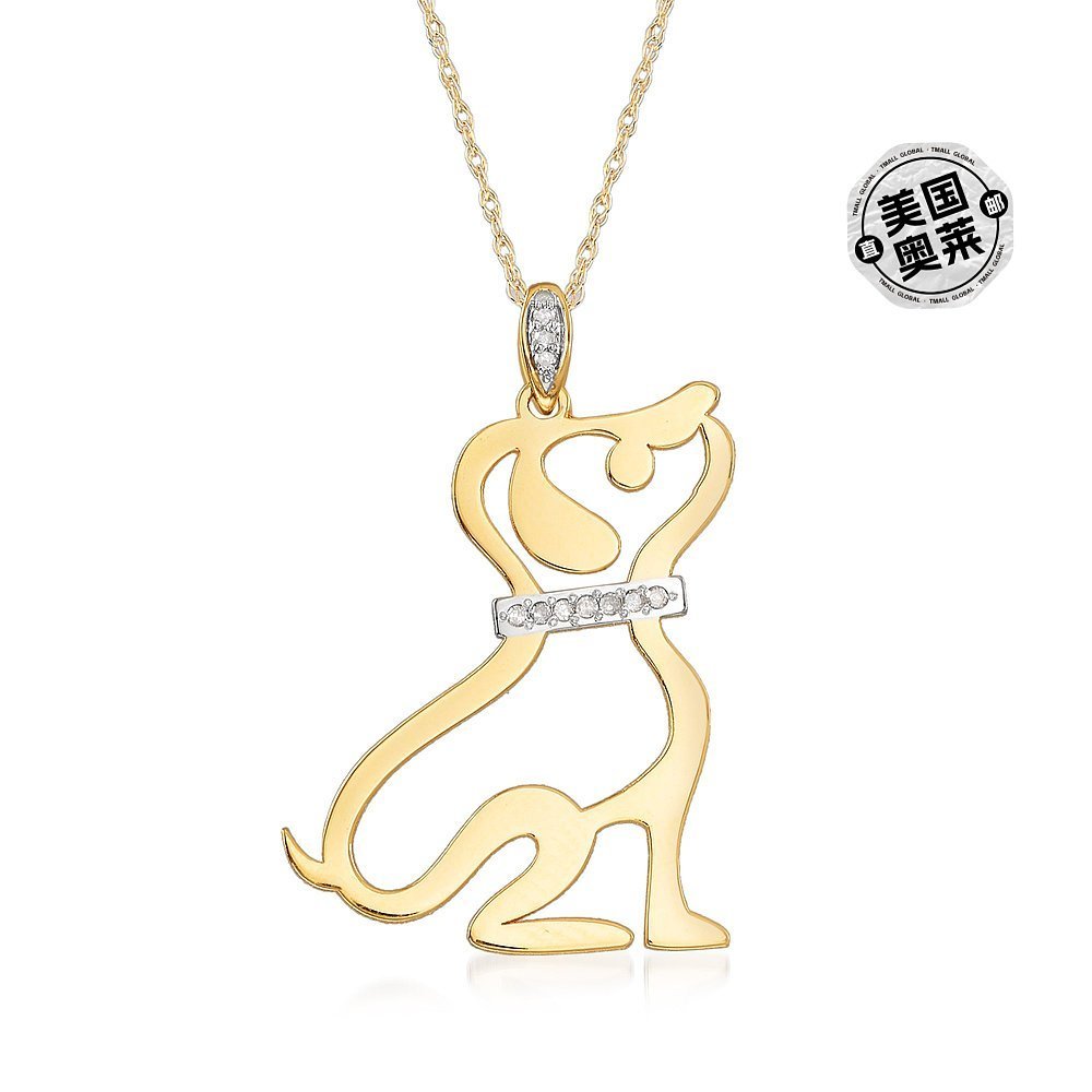 Ross-Simons 14kt สร้อยคอจี้สุนัขตัดทองสีเหลือง Wi