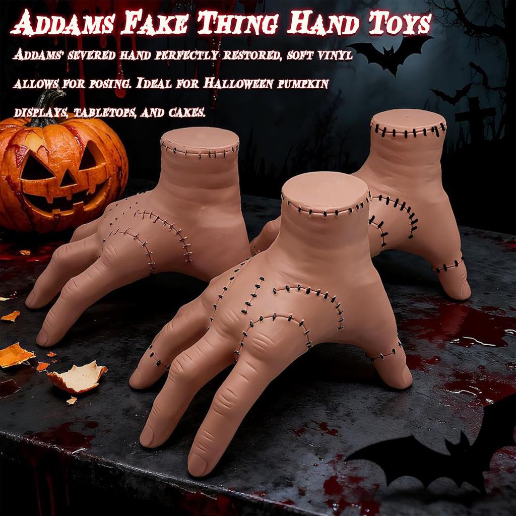 Addams Fake Thing Hand Toys,2025 The Thing from Addams,Scary Prosthetic Props for Decorations,Birthd