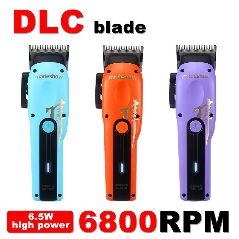 Madeshow m15 ปัตตาเลี่ยนผมไฟฟ้า DLC ใบมีด 6800rpm 6.5w 2200mah เสียงต่ําสําหรับร้านทําผมมืออาชีพตัดผ