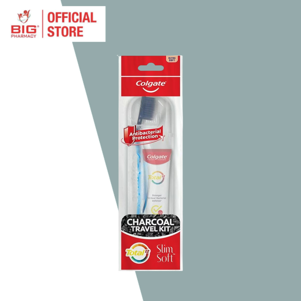 COLGATE TOTAL CHARCOAL SLIM SOFT TOOTHBRUSH TRAVEL KIT