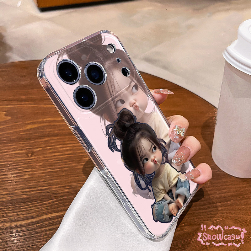 เคส Oppo A17 A16 A18 A7 A55 A38 A15 A54 A76 A54s A3s A53 A58 A16K A9 A57 A16E A17K Reno 10 สาวมุ่ยขี้เล่น ปกอ่อนโปร่งใส - รูปที่ 6