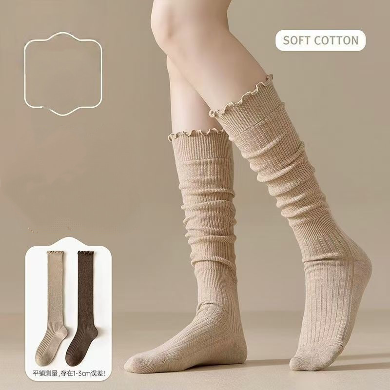 ถุงเท้ายาวถึงเข่าสตรีสไตล์เกาหลี ถุงเท้าผู้หญิง JK ผ้าฝ้ายสวมใส่สบาย