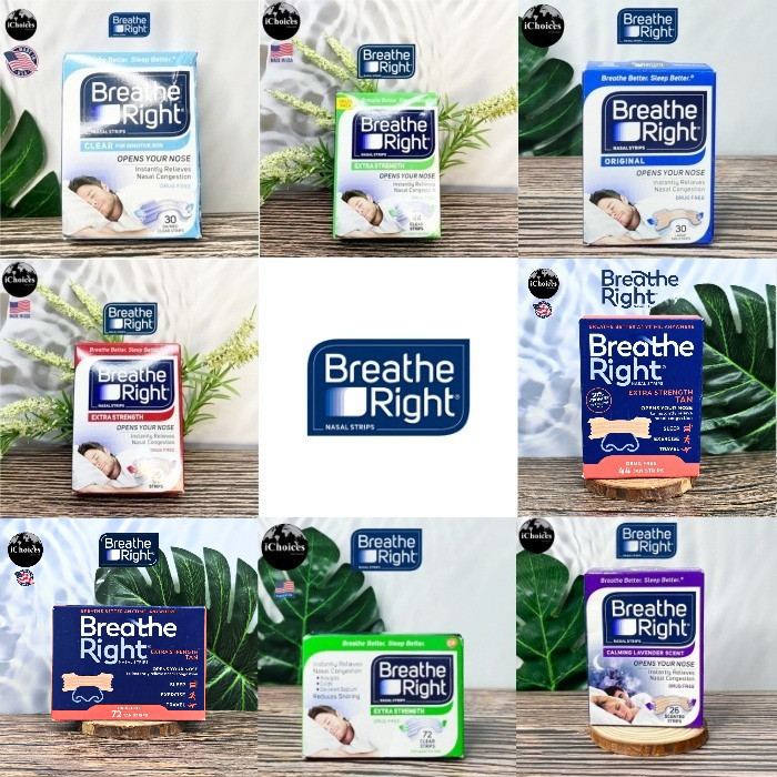 [Breathe Right] Nasal Strips Extra Strength Opens Your Nose Clear or Tan Strips แผ่นแปะจมูก ช่วยให้ห