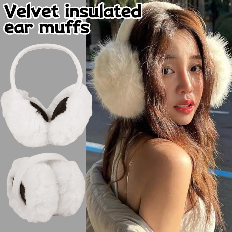 ที่ปิดหู-แฟชั่น,สีทึบ-สําหรับฤดูใบไม้ร่วงฤดูหนาวอุปกรณ์เสริมกลางแจ้ง-พับได้,ให้อบอุ่น,นุ่ม-ตุ๊กตารอบหู-เทียมขนกระต่ายหูปก