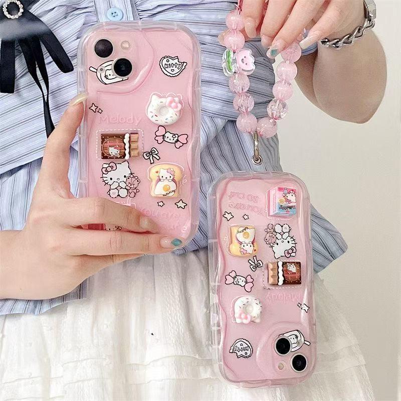 ช็อกโกแลต Toast 3D Hello Kitty สําหรับ Infinix Hot 60 50 Pro Plus 60i หมายเหตุ 50 50X 50S GT 30 Tecno Spark Go 2 40C 40 Camon 40 30 Pro 5G สาว TPU ฝาครอบโทรศัพท์กรณี