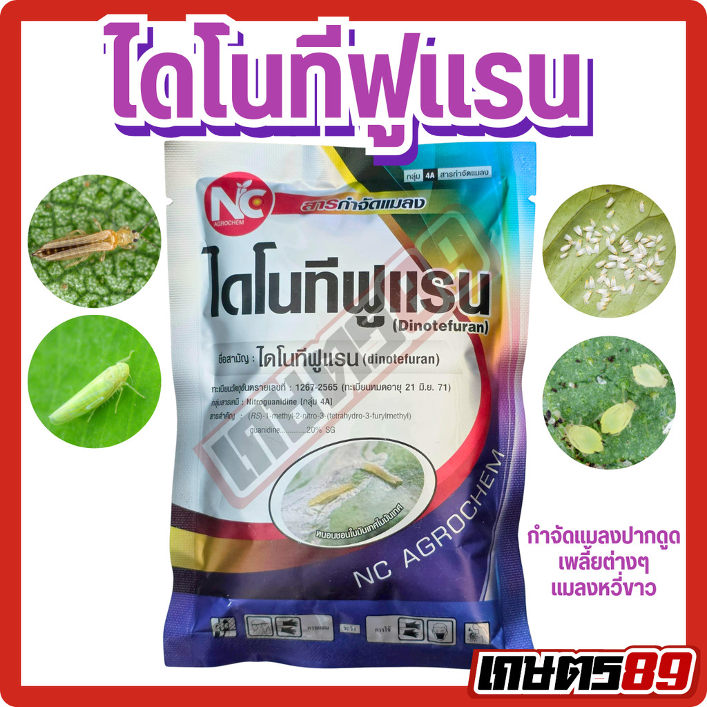 ไดโนทีฟูแรน 20% SG(สูตรเย็น) ซอง100กรัม สารกำจัดแมลง เพลี้ยไฟ เพลี้ยกระโดด เพลี้ยจักจั่น เพลี้ยไก่แจ้ แมลงหวี่ขาว
