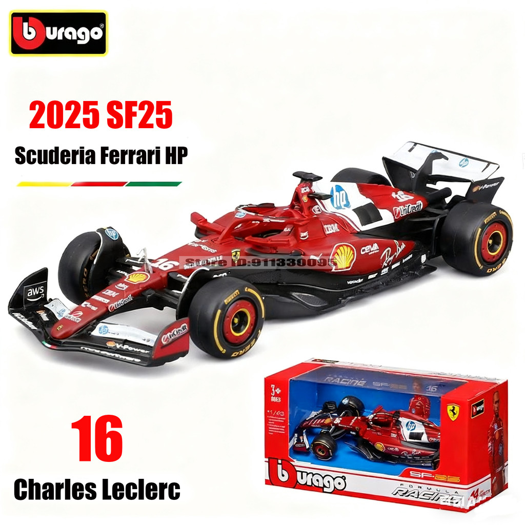 Bburago 1:43 ใหม่ F1 Ferrari SF25 #16 ชาร์ลส์ เลเกอร์ส #44 Lewis Hamilton Alloy Die-Cast Car Model T