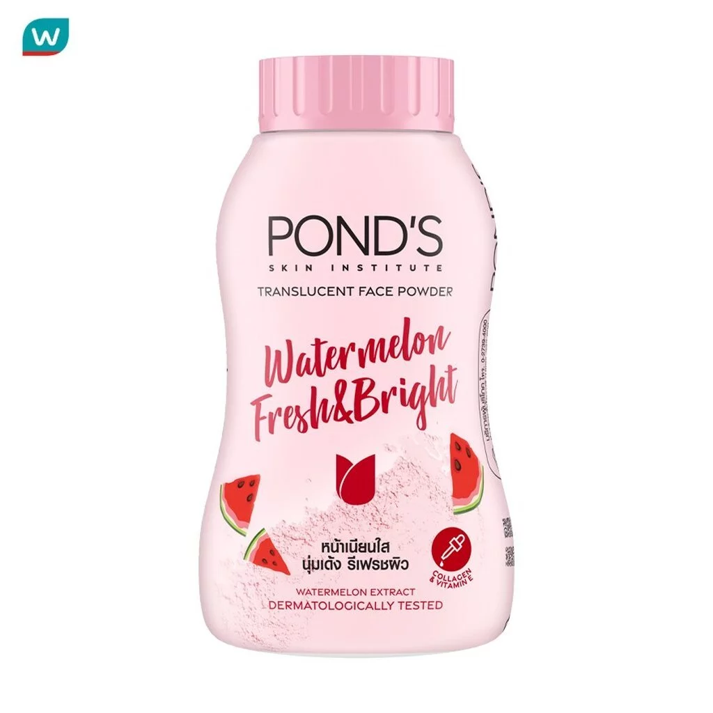 Pond'S พอนด์ส ทรานส์ลูเซนท์ เฟซ พาวเดอร์ วอเตอร์เมลอน เฟรช แอนด์ ไบรท์ 45 กรัม แป้งฝุ่น