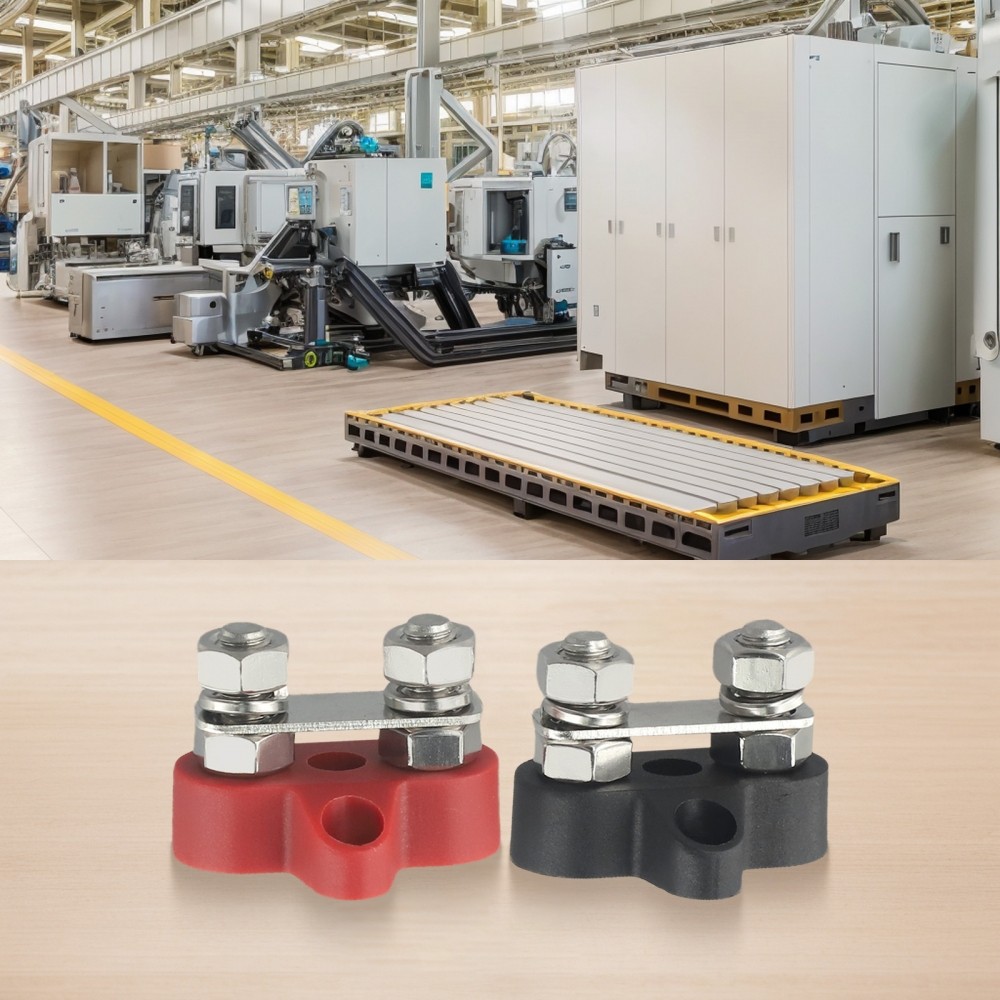 M8 Dual Connection Blocks 2PC ขั้วแบตเตอรี่สําหรับสายไฟที่มีประสิทธิภาพในรถยนต์