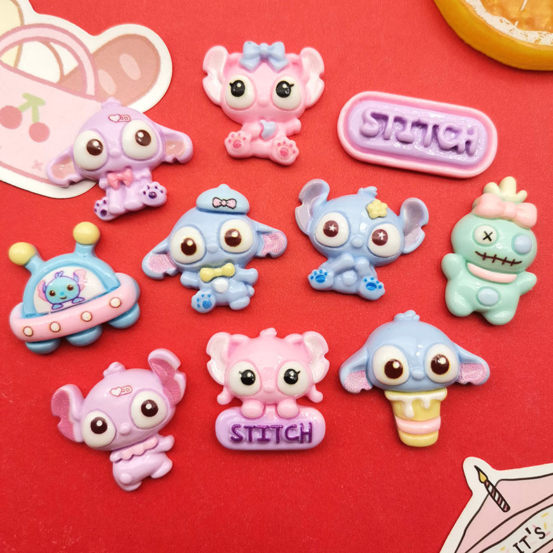 ชุดอุปกรณ์ตกแต่งแบบการ์ตูน 10 ชิ้น เคลือบเงางาม สำหรับเคสโทรศัพท์ กิ๊บ และสติกเกอร์