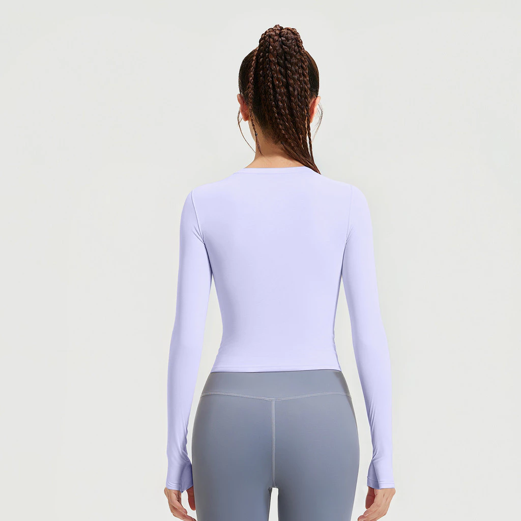 mvp sport เสื้อยืดคอกลมสีพื้น เสื้อกีฬาแขนยาว เสื้อโยคะ ชายผ่า thumbnail 6