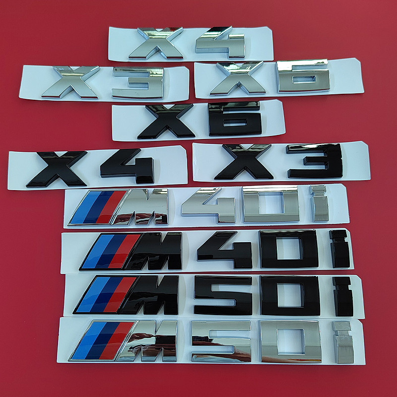 เหมาะสําหรับ BMW X3 X4 X6 M40i M50i ดัดแปลง M โลโก้โลโก้รถด้านหลังหางโลโก้ตกแต่งโลโก้สีดําโลโก้คํา