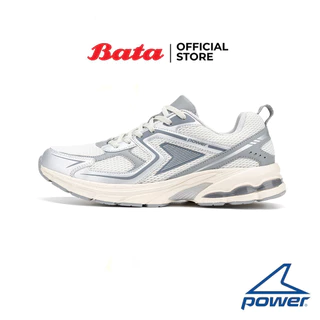 Bata บาจา Power รองเท้าผ้าใบสนีคเกอร์ แบบผูกเชือก สำหรับผู้ชาย รุ่น Viator สีเงิน 8282181