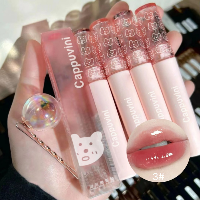 OWEN JAMES  บับเบิ้ล ลิปกลอส กระจก น้ำ แสง แก้ว เกาหลี ลิปสติกนู้ดธรรมชาติ นักเรียน นม ชา สี ลิปกลอส