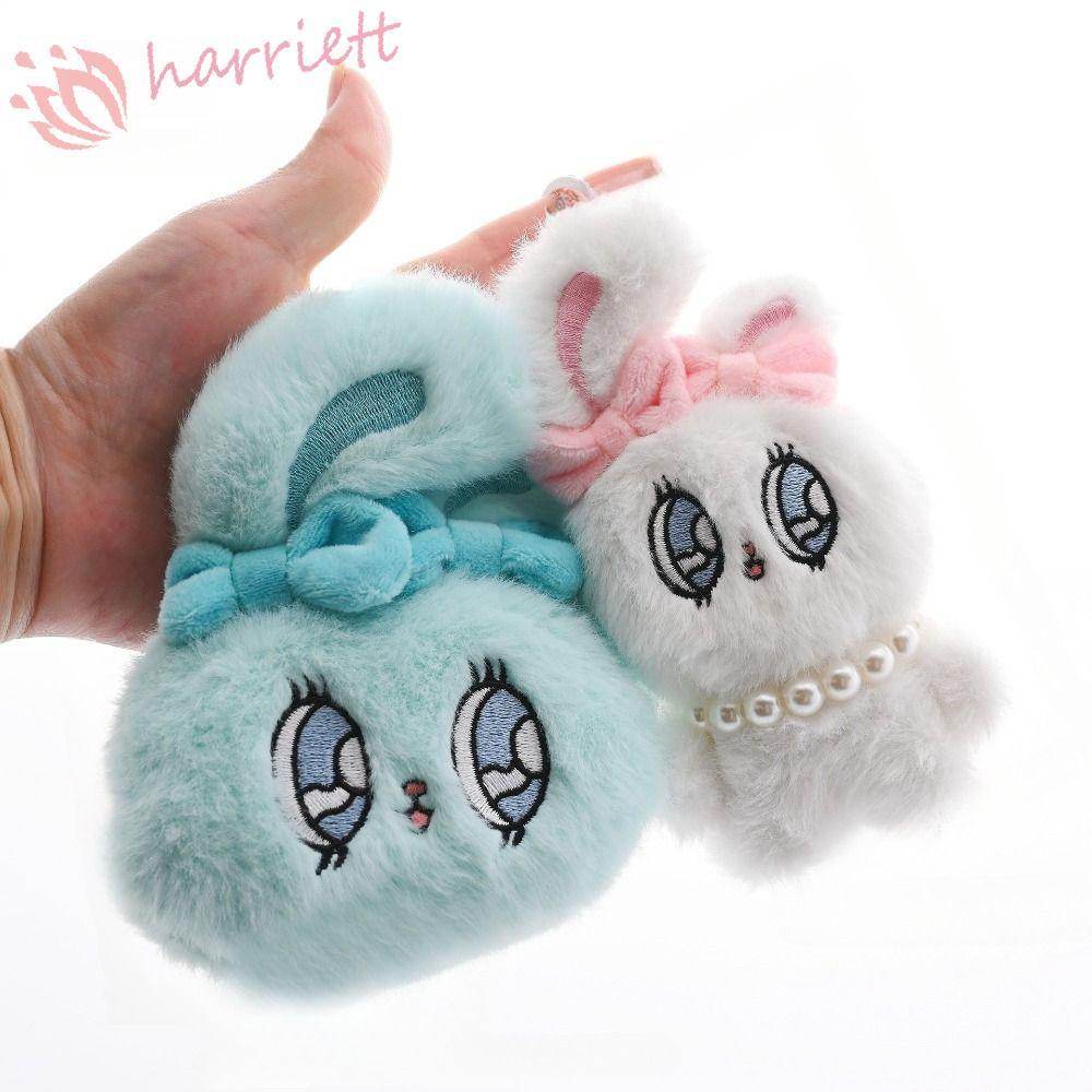 HARRIETT ตุ๊กตา Esther Bunny ตุ๊กตาตุ๊กตา, สร้อยคอมุกโบว์ ปกการ์ด Esther Bunny, พวงกุญแจขนการ์ตูน Co