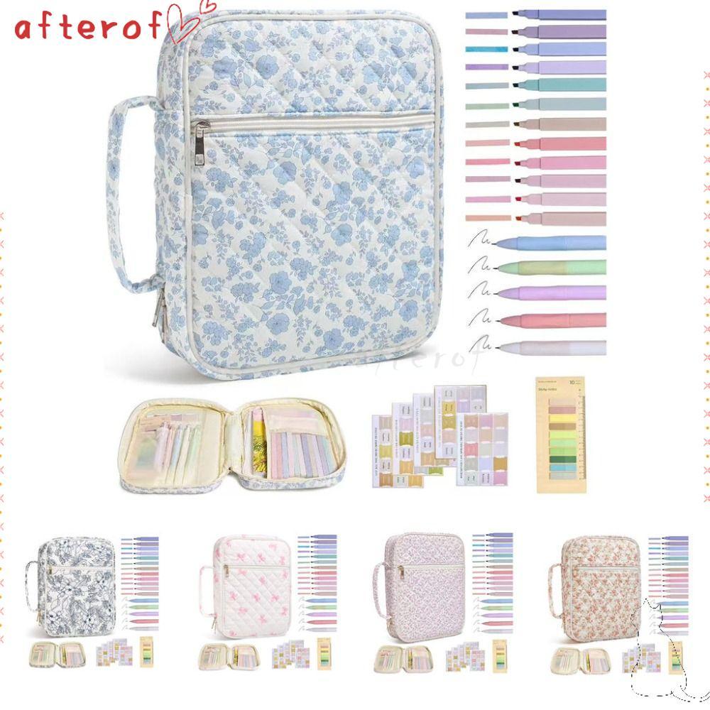 AFTEROF Bible Cover Bag, Floral Design Zipper Pocket Bible Cover , Handle Bible Journaling Kit Churc