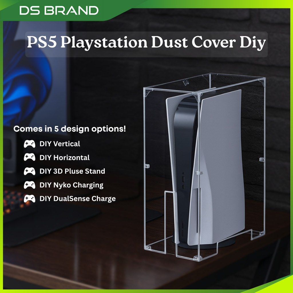 Aksesori Simpanan DIY PS5 Playstation Dust Penutup Display Case/PS5 Dualsense สถานีชาร์จฝุ่น Penutup