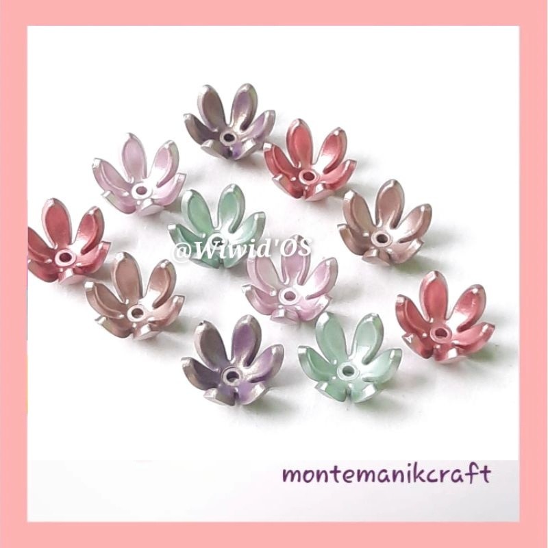 BEADS (10 ชิ้น) 16 มม. METALLIC BOWL FLOWER BEADS MONTEMANIK CRAFT