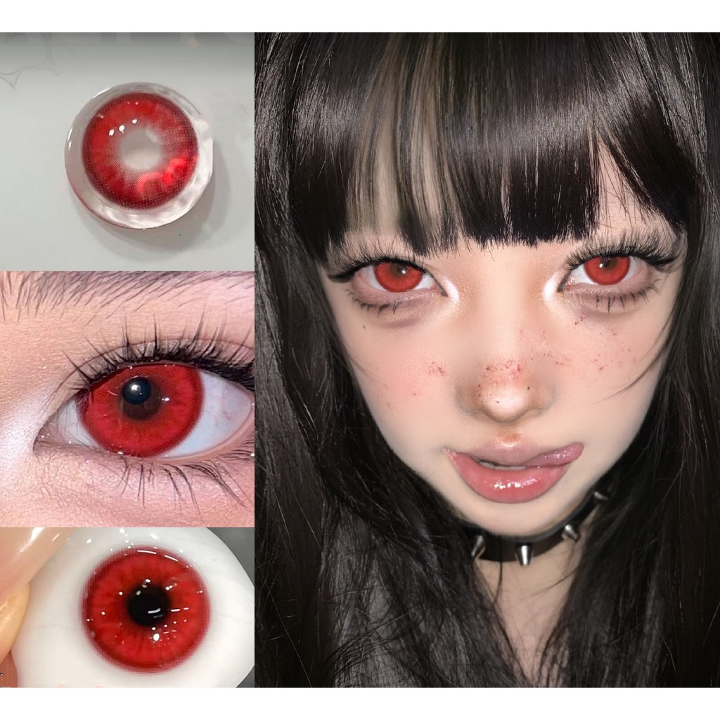 (1 คู่)XHZYE ยี่ห้อ Srltyca ,BIG SIZE,14.50mm,Gdia:13.9mm,(เกรด 0-8), คอนแทคเลนส์ 6 เดือนใช้(สีแดง)