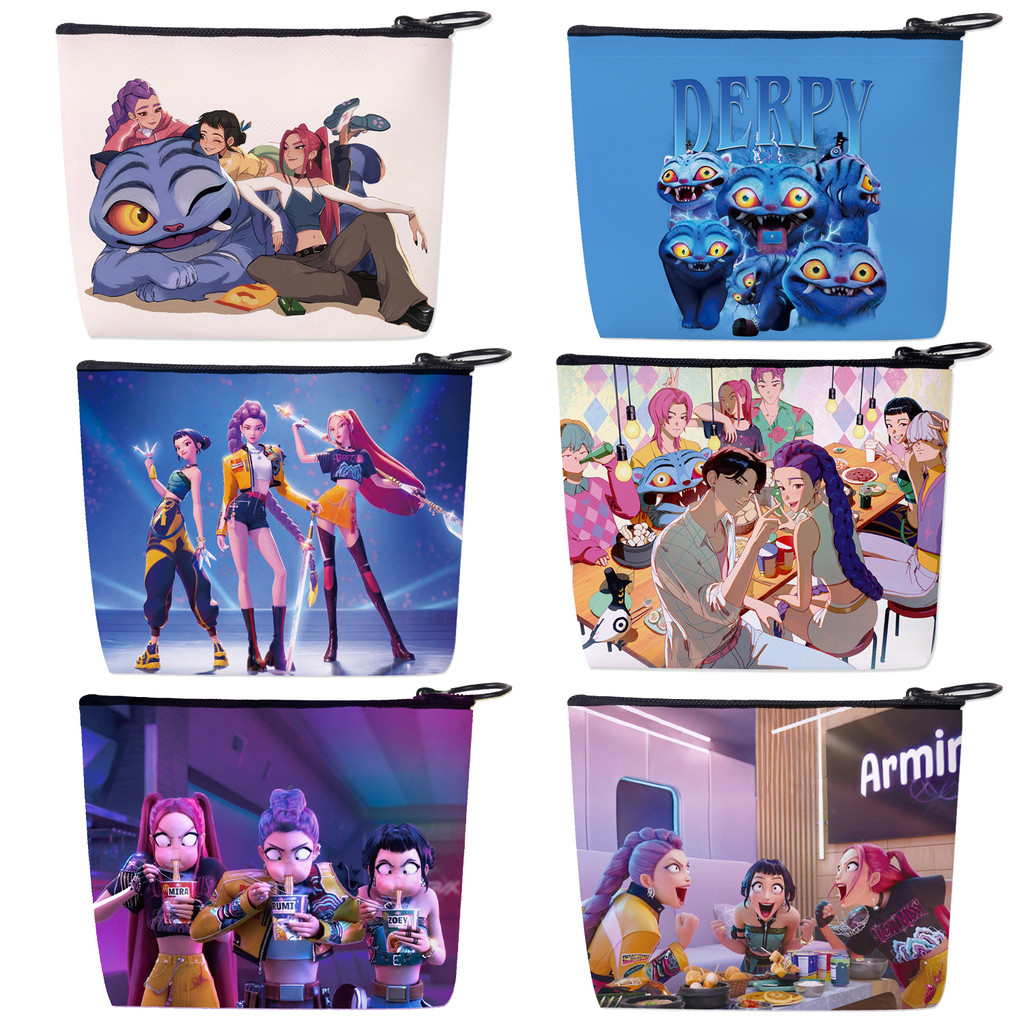 1PCS ใหม่ KPop Demon Hunters กระเป๋าสตางค์ขนาดเล็กน่ารักกระเป๋าคีย์การ์ดแบบพกพา