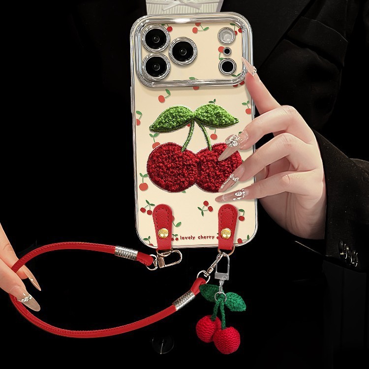 ขายร้อน iPhone 17 เคสโทรศัพท์ 16Pro ตุ๊กตาเชอร์รี่ 15 หน้าต่างชุบ 14/13 กันกระแทก