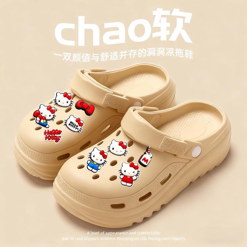 รองเท้าแตะหัวโต พื้นนิ่มกันลื่น กันน้ำ ทำความสะอาดง่าย ดีไซน์แฟชั่น (มาพร้อมสติ๊กเกอร์รองเท้า)