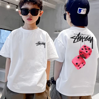 เสื้อเด็ก cotton เสื้อคอกลม ลายพิมพ์แฟชั่น ใส่สบาย เสื้อกีฬา 'AMSSM DICE'