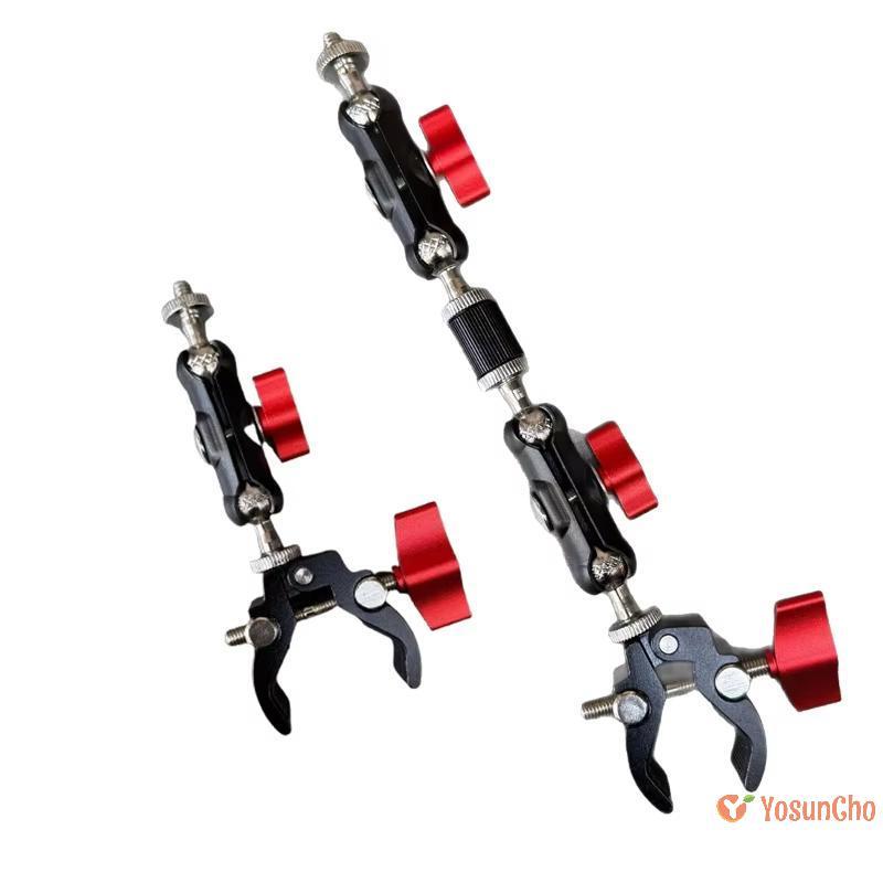 YosunCho] 1 ชุดอุปกรณ์ถ่ายภาพกล้องโลหะ Super Clamp พร้อมแขนคู่สําหรับจอภาพ Light Mic Phone Mount ใหม่