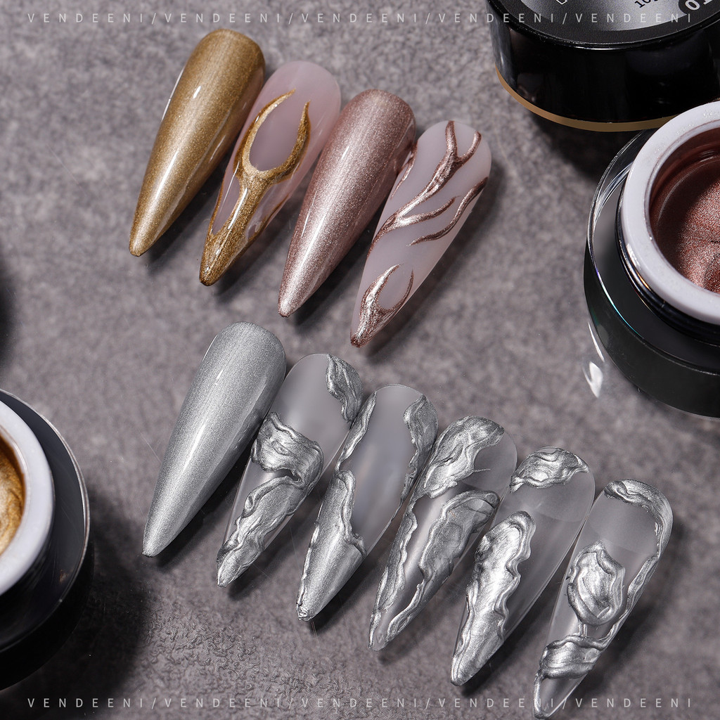 Vendeeni สีเพ้นท์เจลเมทัลลิค Metal Painting Gel สีเงิน–ทอง–โรสโกลด์ 1 กระปุก - NT nail - รูปที่ 2