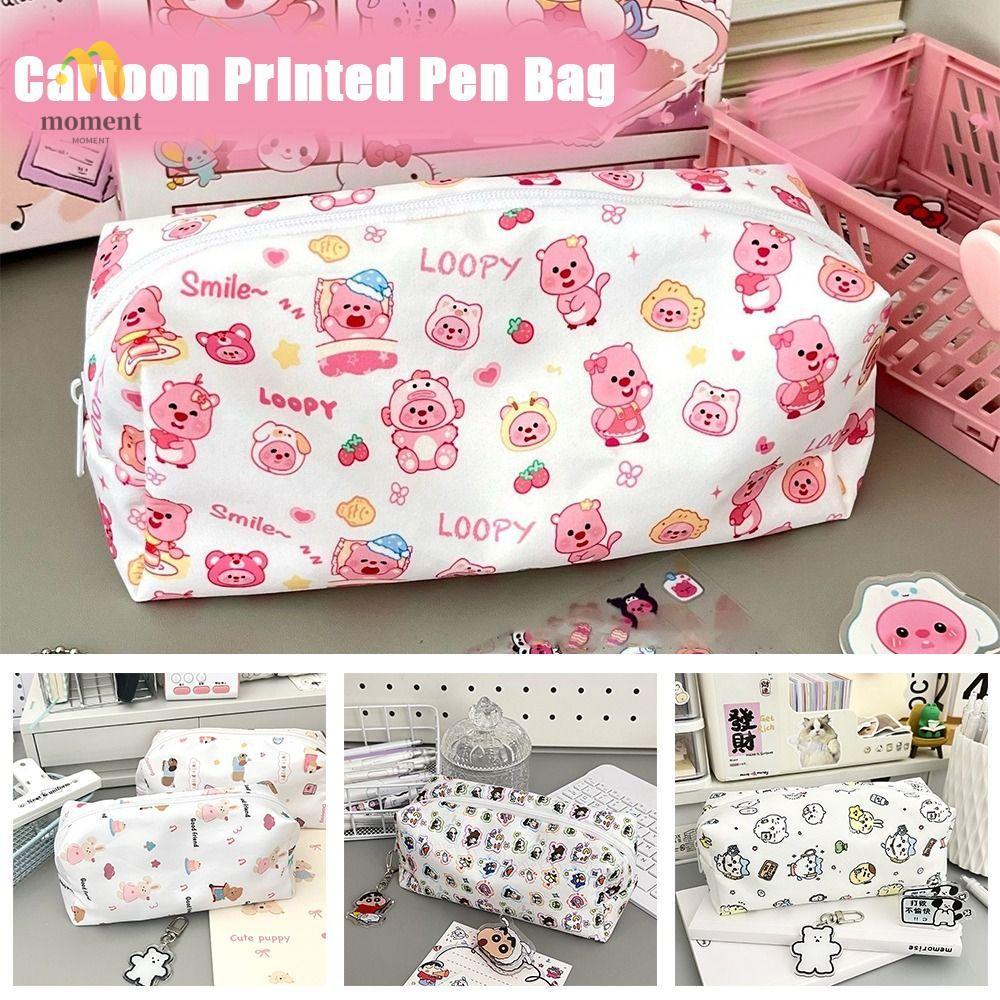 MOMENT Pencil , Canvas Large Capacity Pen Bag, High Quality Back To School Gift Loopy/Crayon Shin-ch